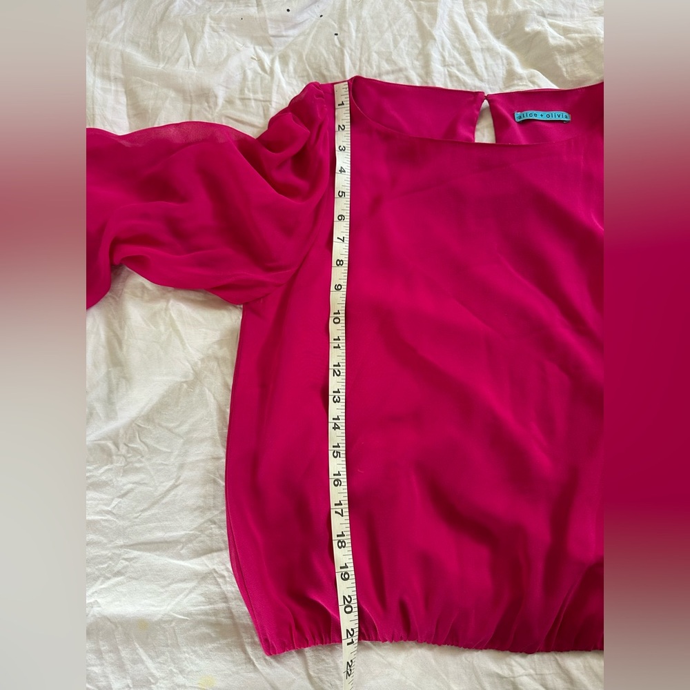 Alice + Olivia Pink Puff Sleeve Boxy Blouse - Picture 12 of 14